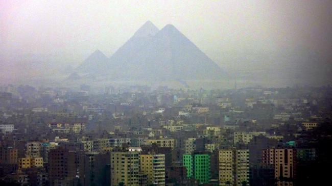 Pyramids of Giza as seen from the Cairo Tower / Chef Chris Colburn